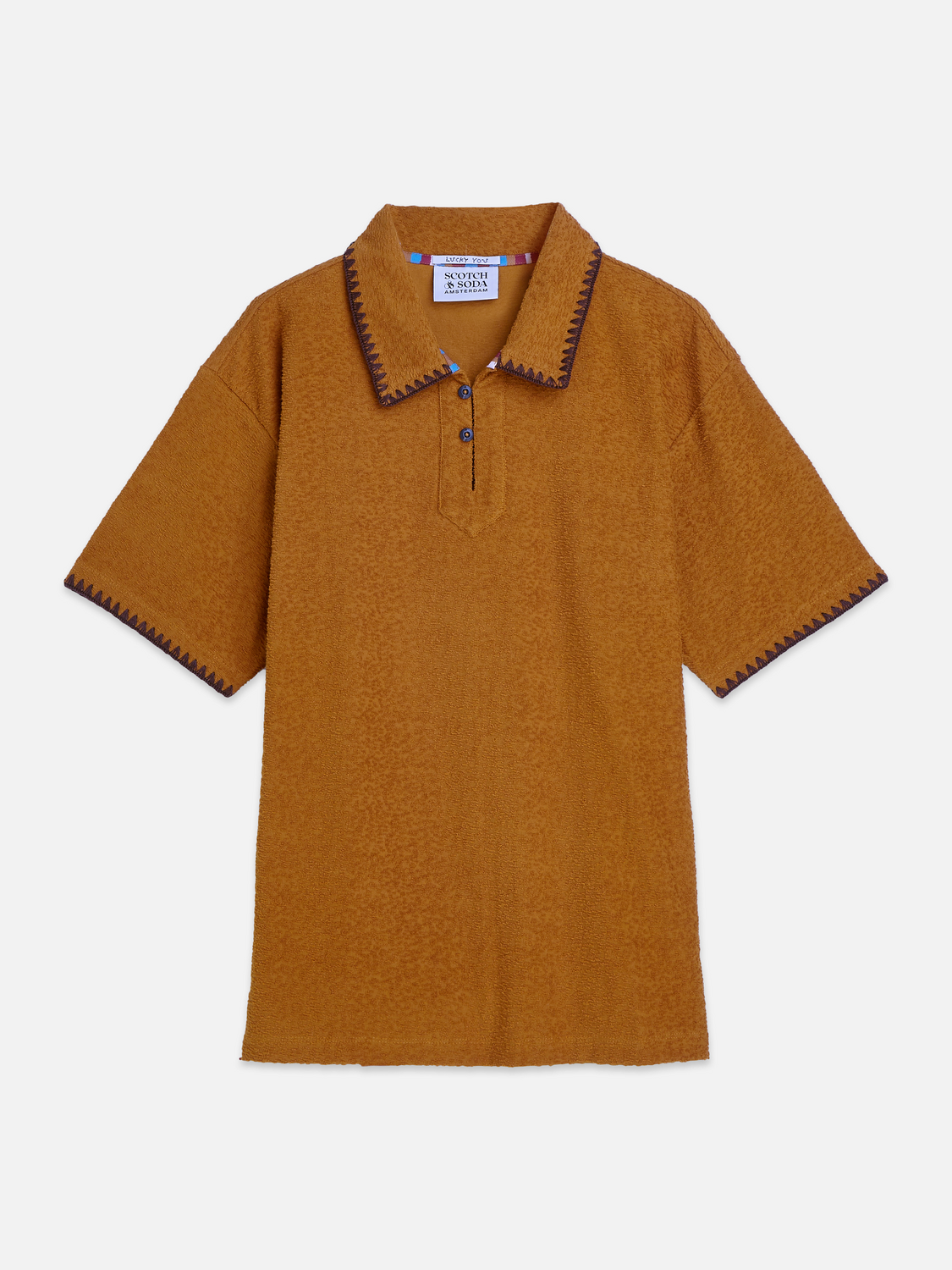 Relaxed jacquard towelling polo