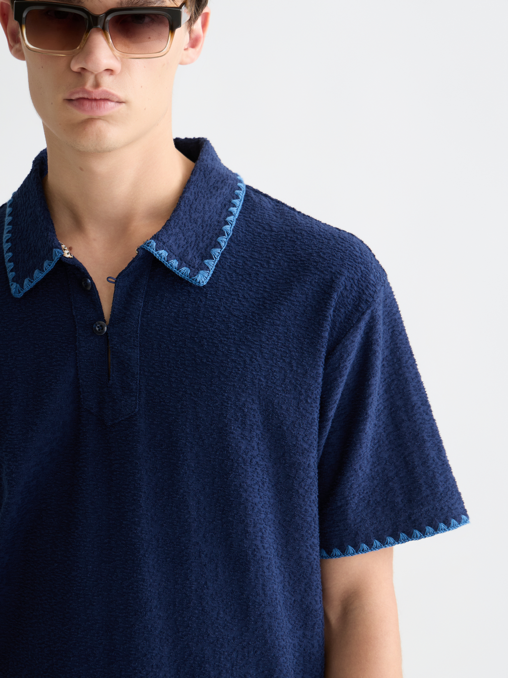 Relaxed jacquard towelling polo