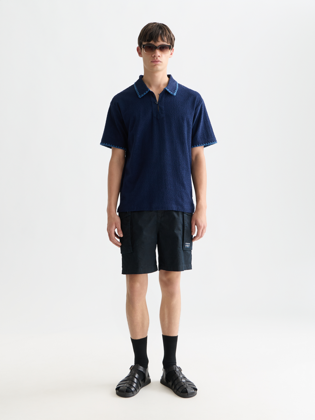 Relaxed jacquard towelling polo