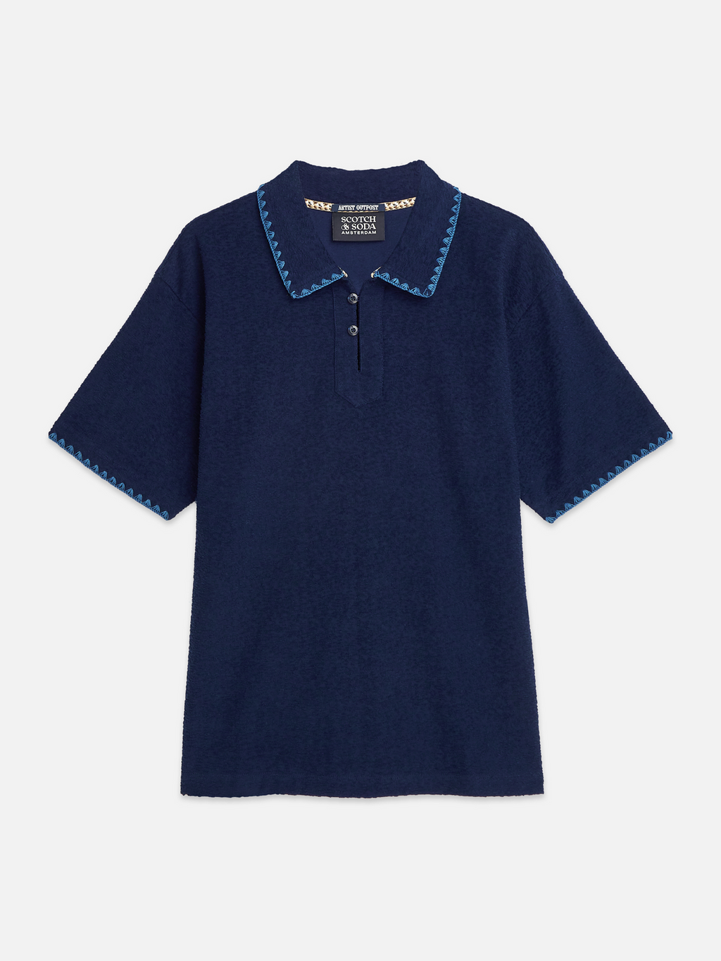 Relaxed jacquard towelling polo