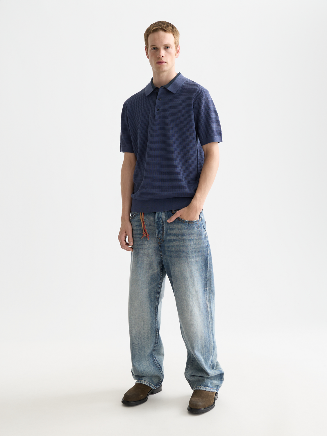 Structured knitted polo