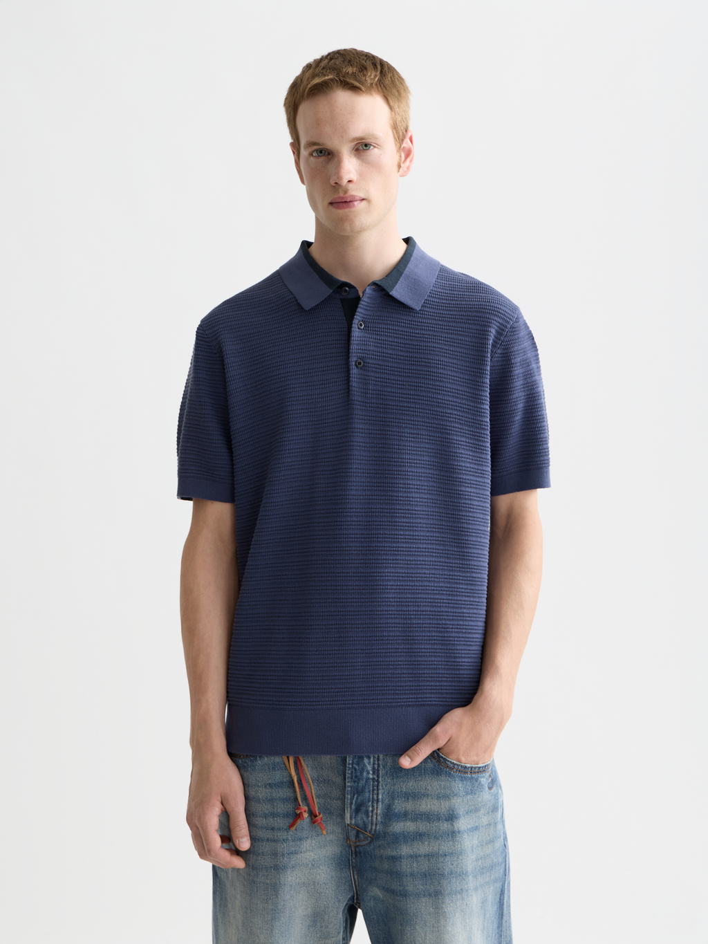 Structured knitted polo