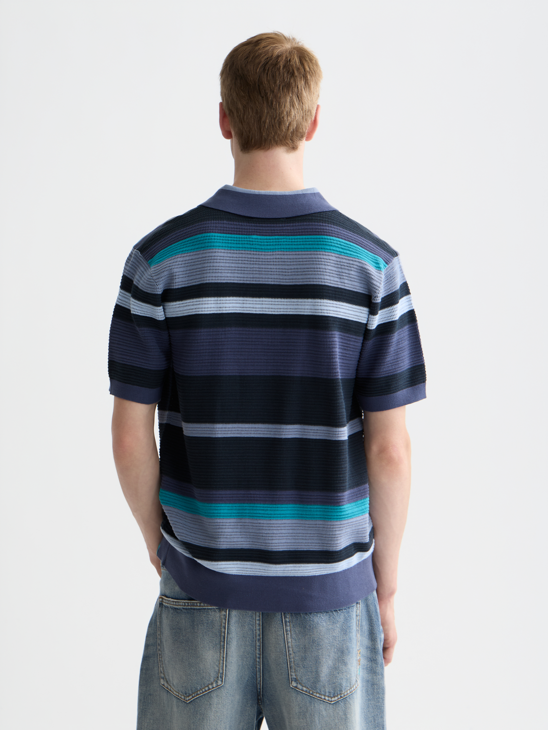 Knitted striped polo