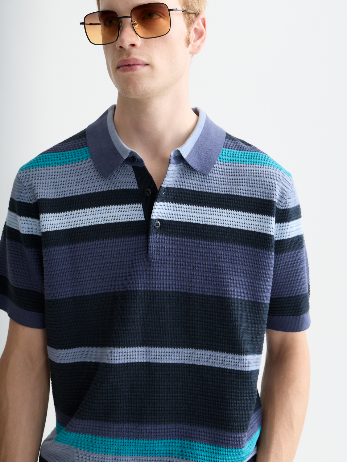 Knitted striped polo