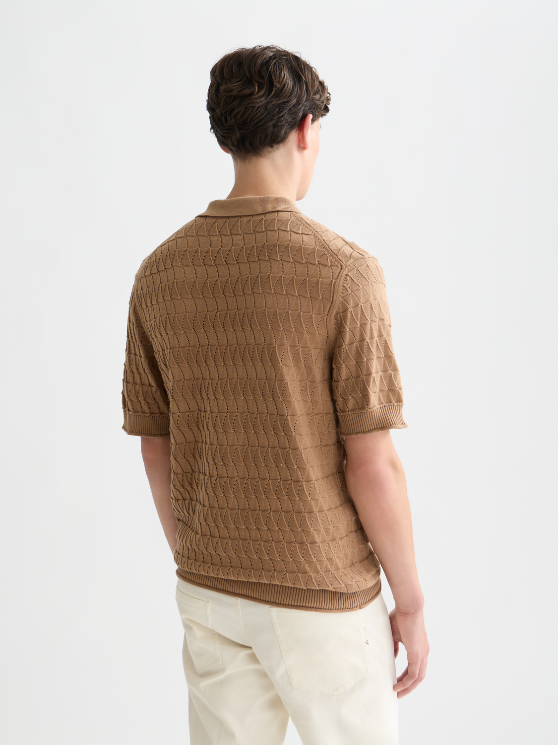 Pointelle knitted regular fit polo