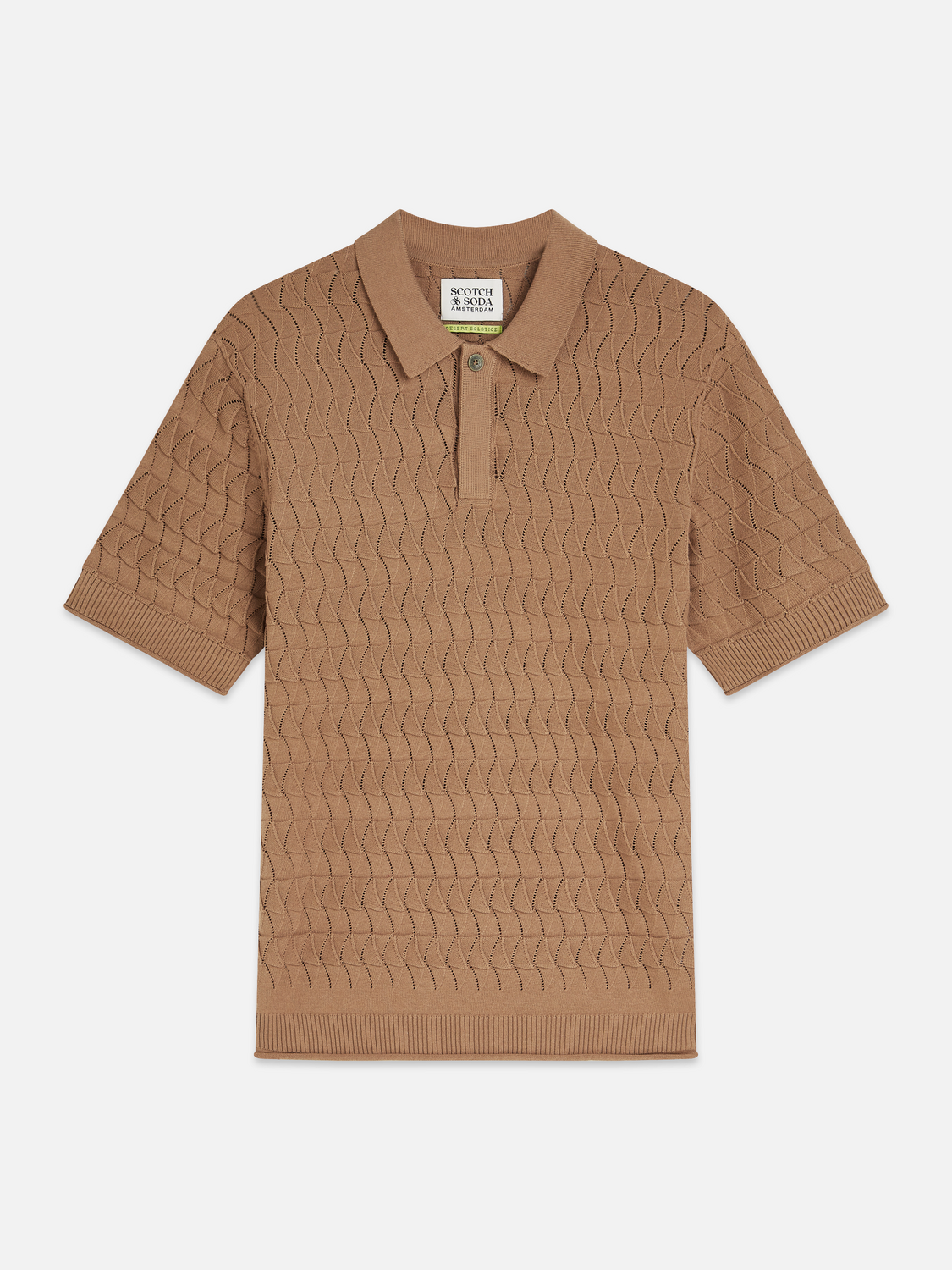 Pointelle knitted regular fit polo
