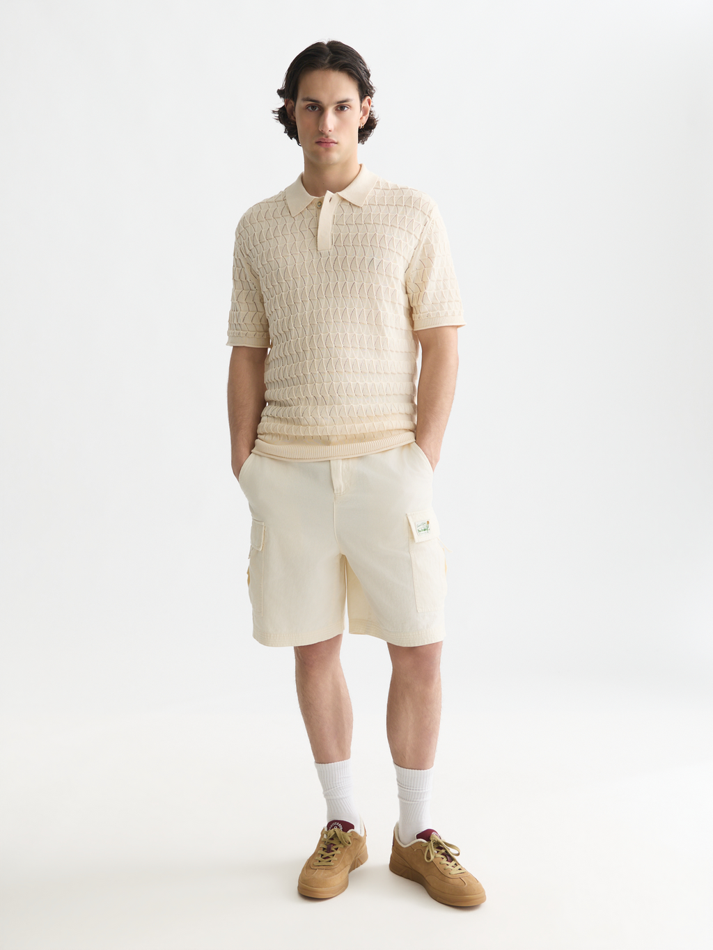 Pointelle knitted regular fit polo