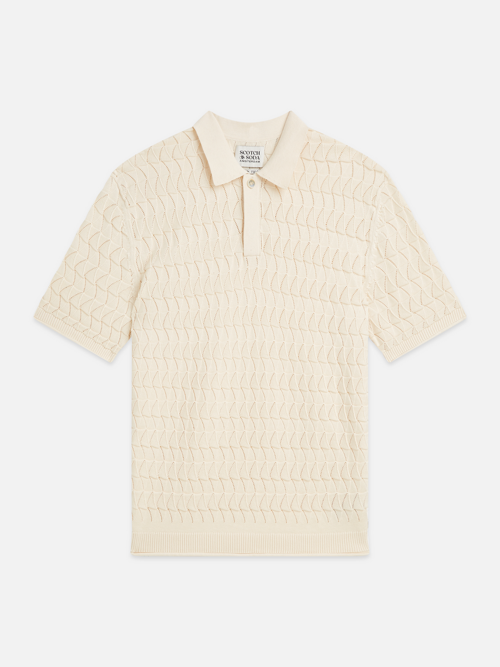 Pointelle knitted regular fit polo