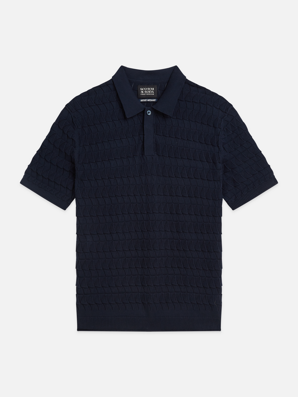 Pointelle knitted regular fit polo