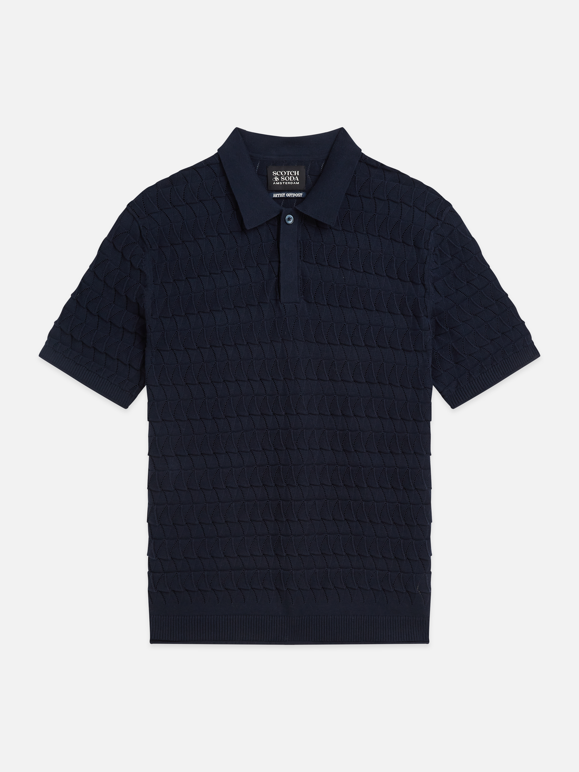 Pointelle knitted regular fit polo