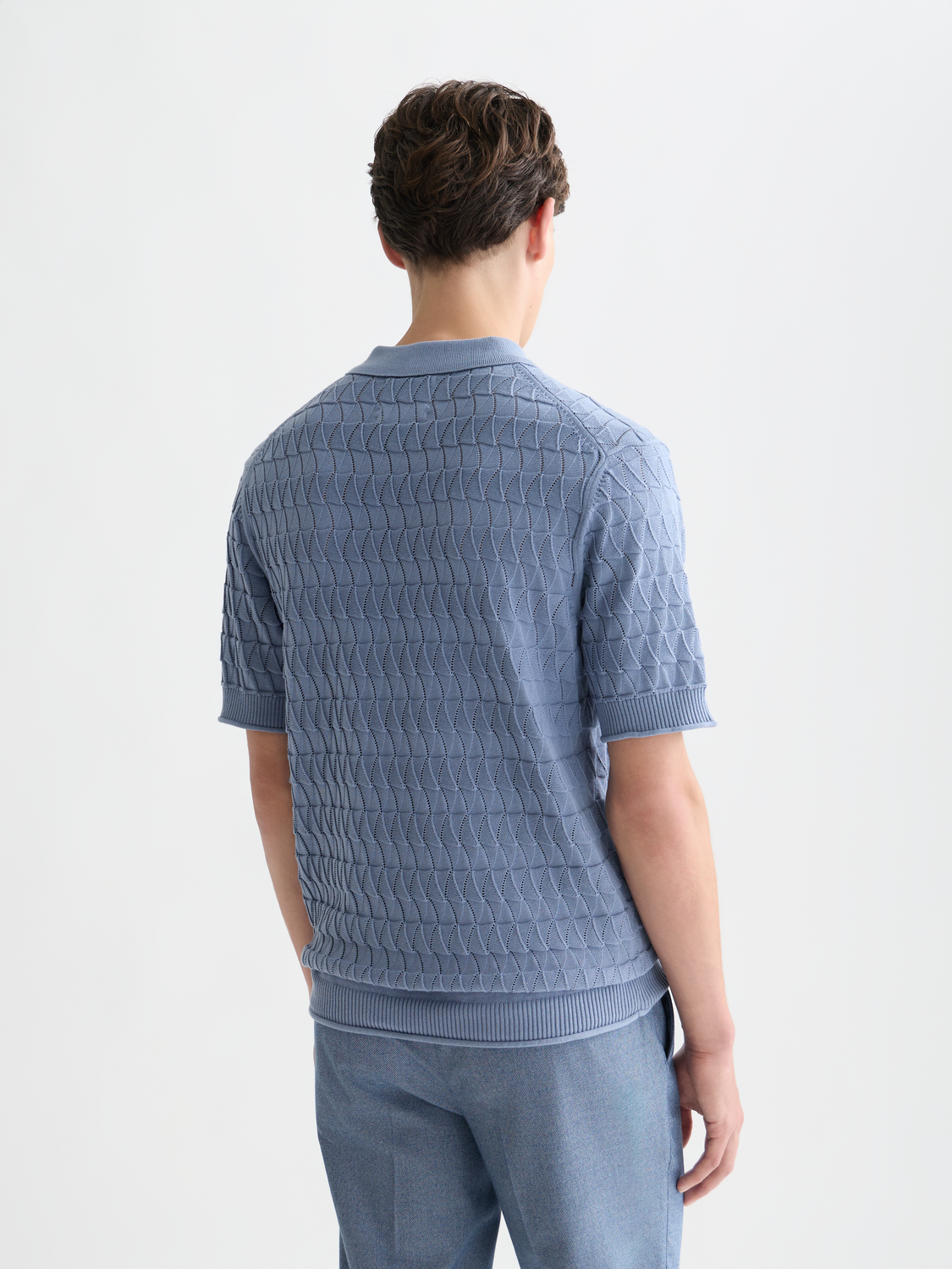 Pointelle knitted regular fit polo