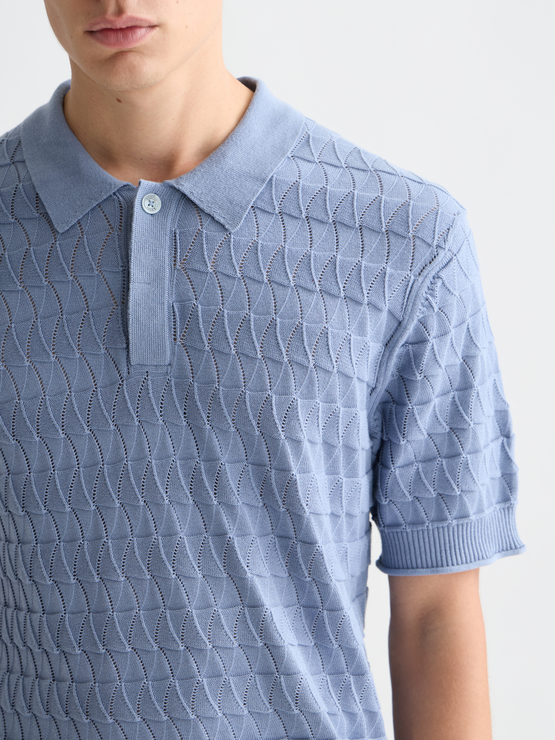 Pointelle knitted regular fit polo