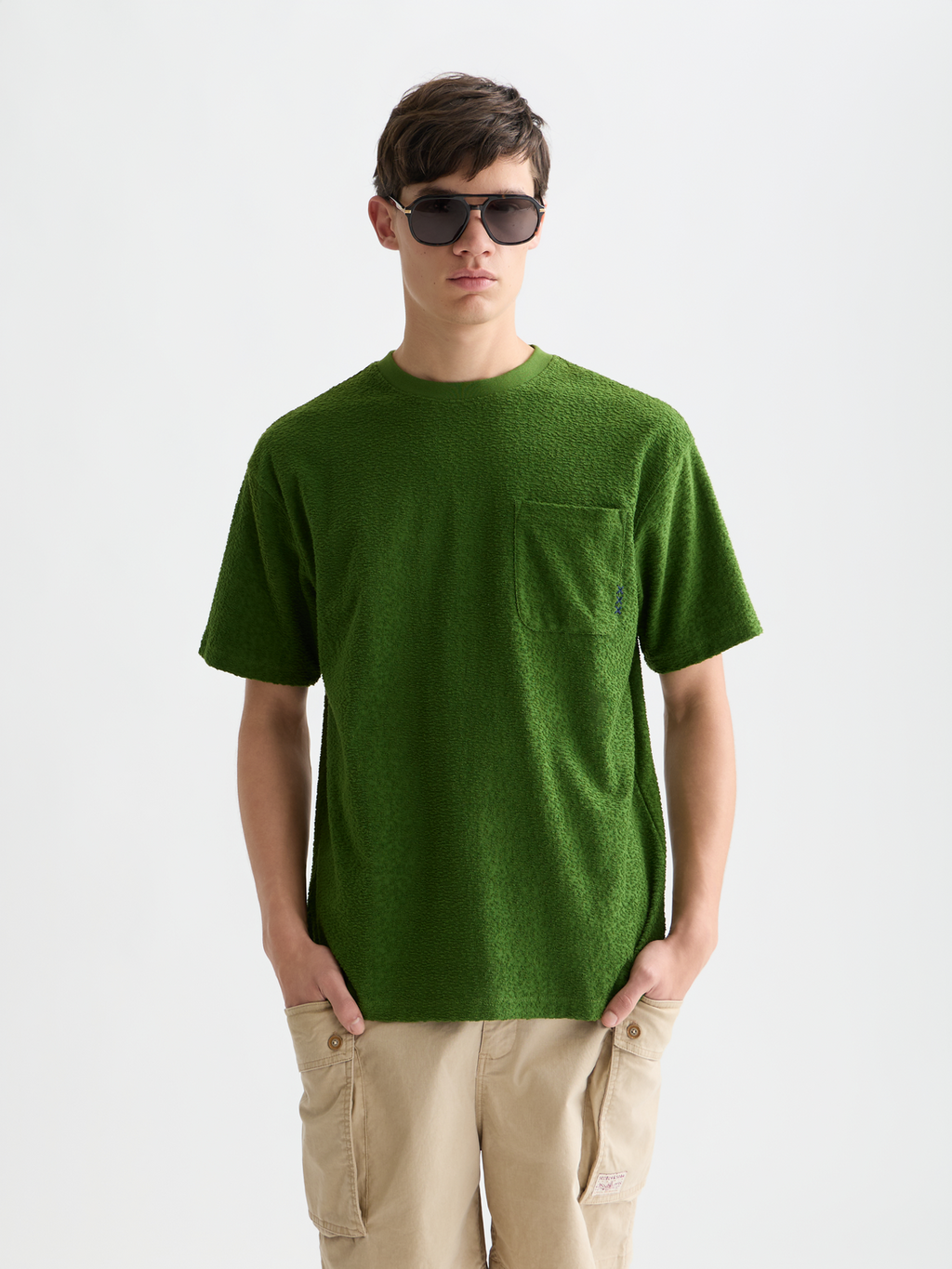Jacquard towelling relaxed T-shirt