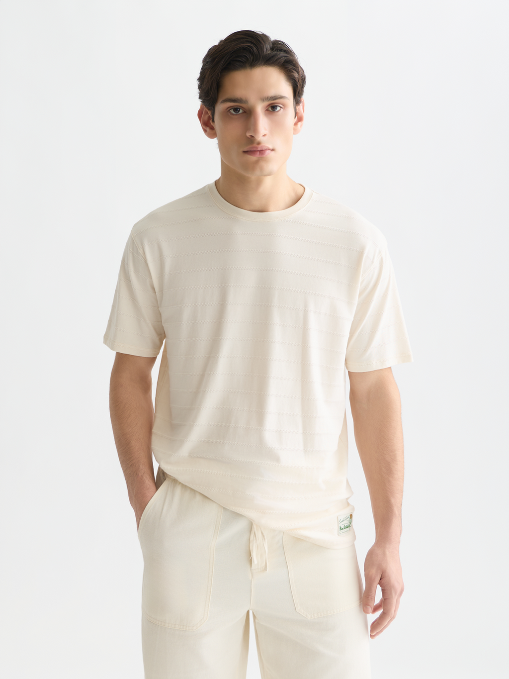 Structured jacquard relaxed-fit T-shirt