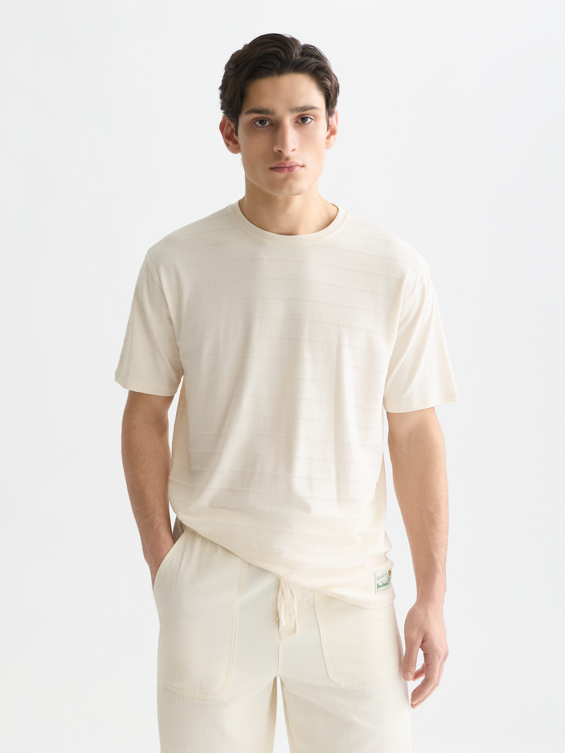 Structured jacquard relaxed T-shirt