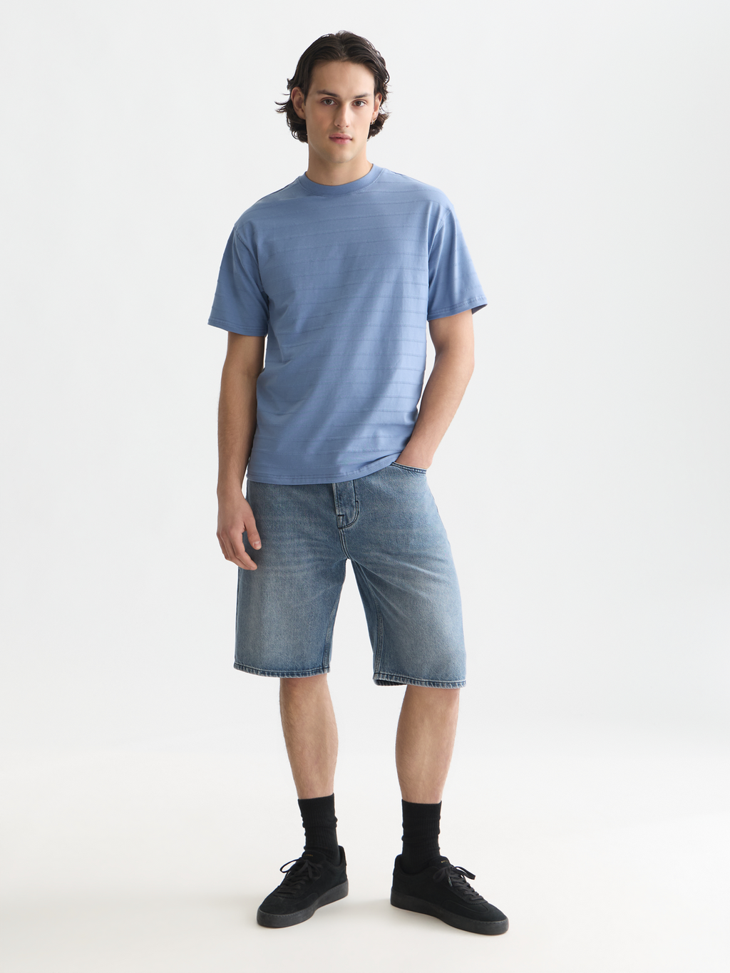 Structured jacquard relaxed-fit T-shirt