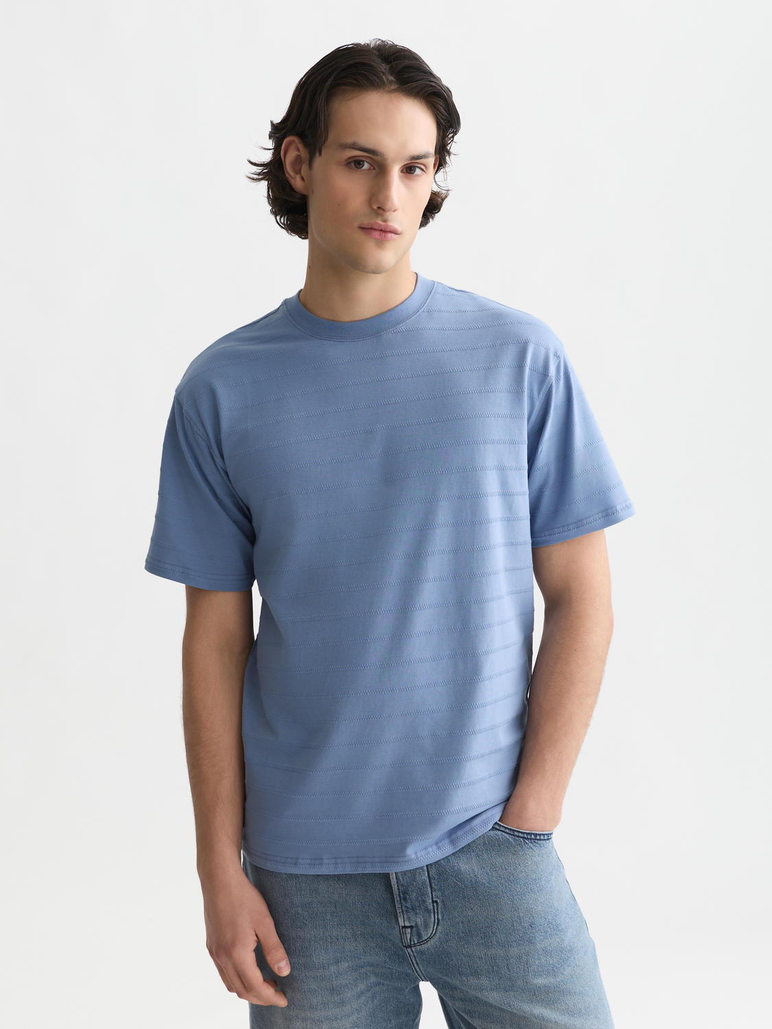 Structured jacquard relaxed-fit T-shirt