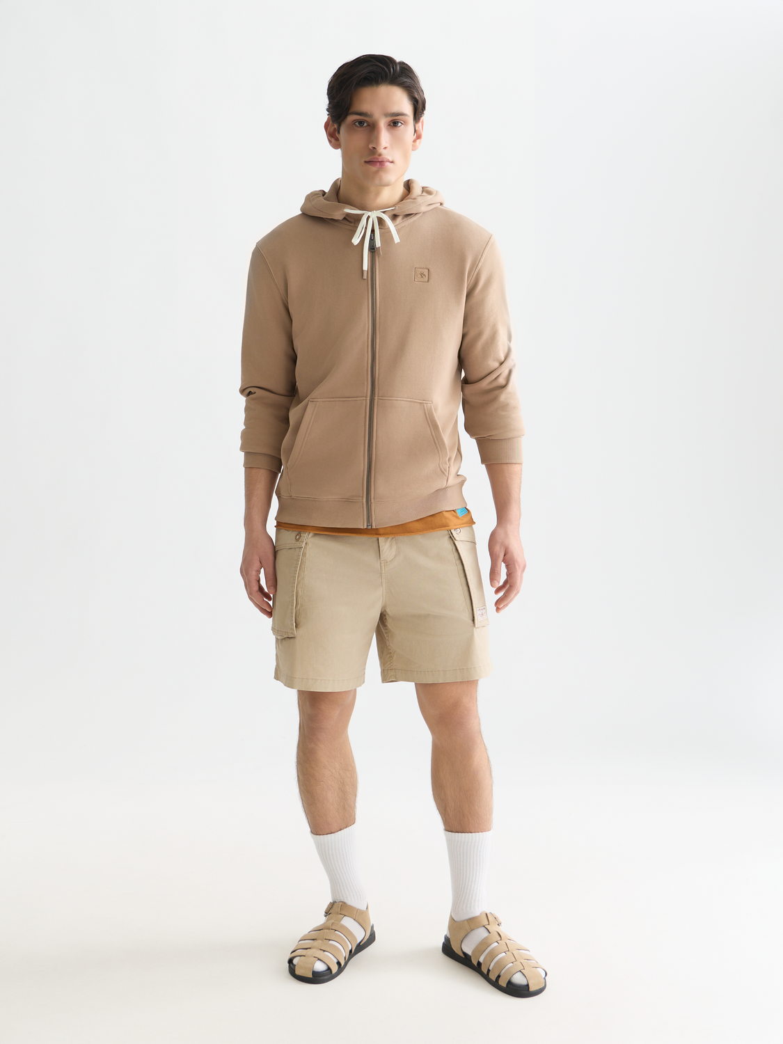 Logo badge regularfit zipthrough hoodie