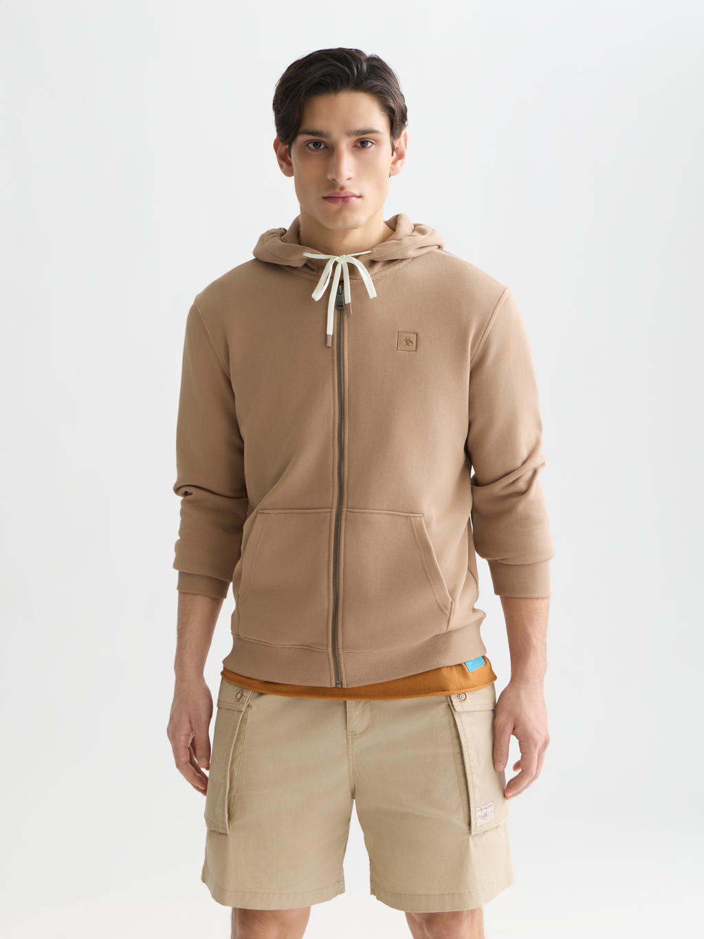 Logo badge regularfit zipthrough hoodie