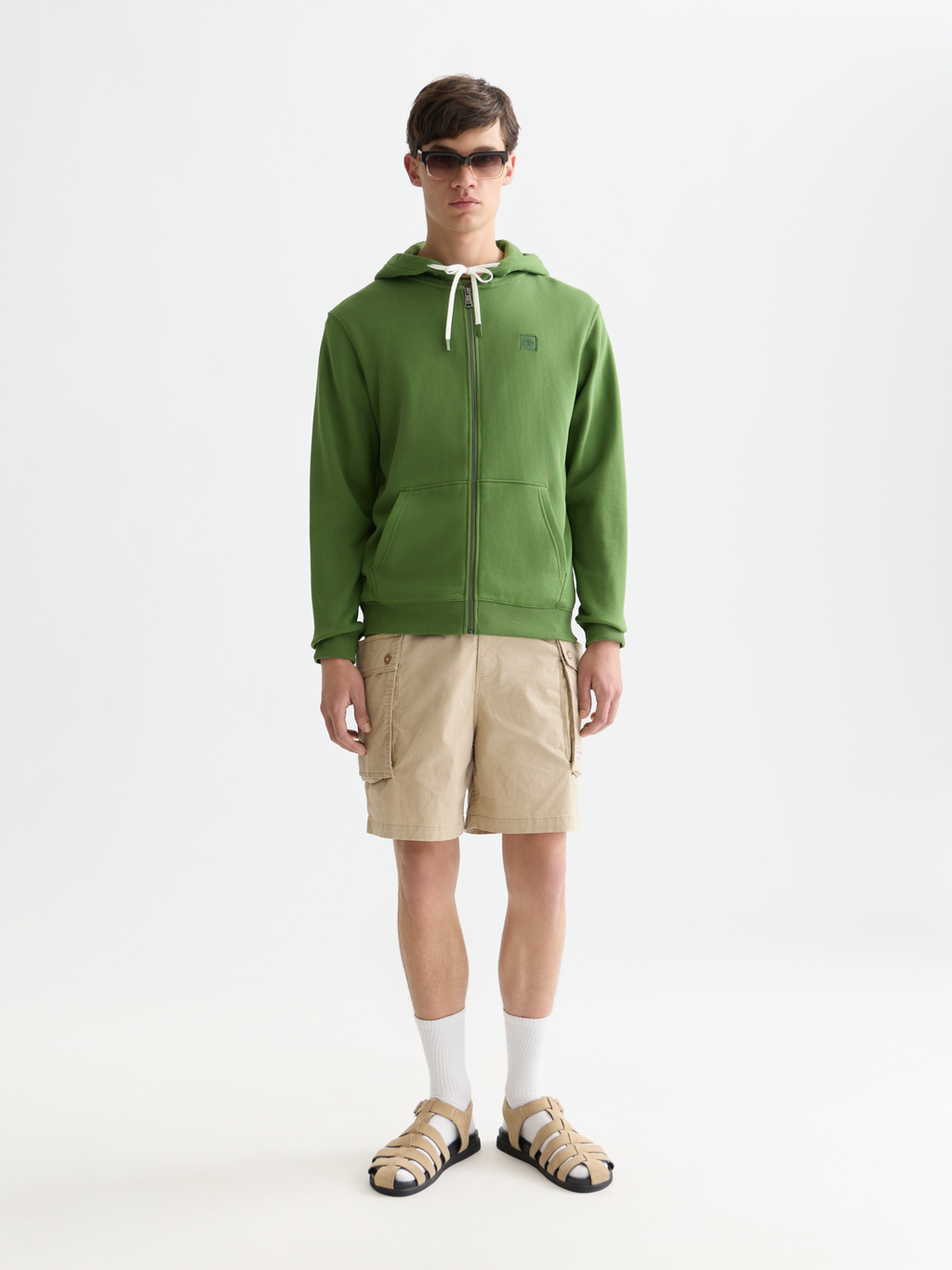 Logo badge regularfit zipthrough hoodie