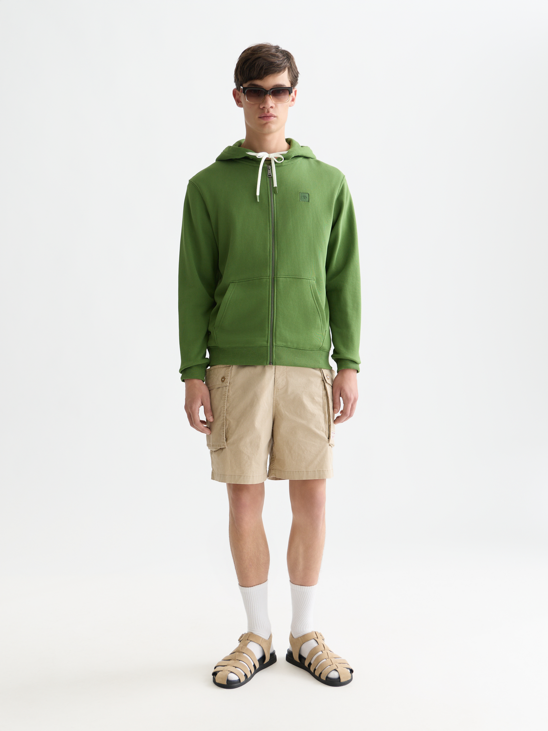 Logo badge regularfit zipthrough hoodie