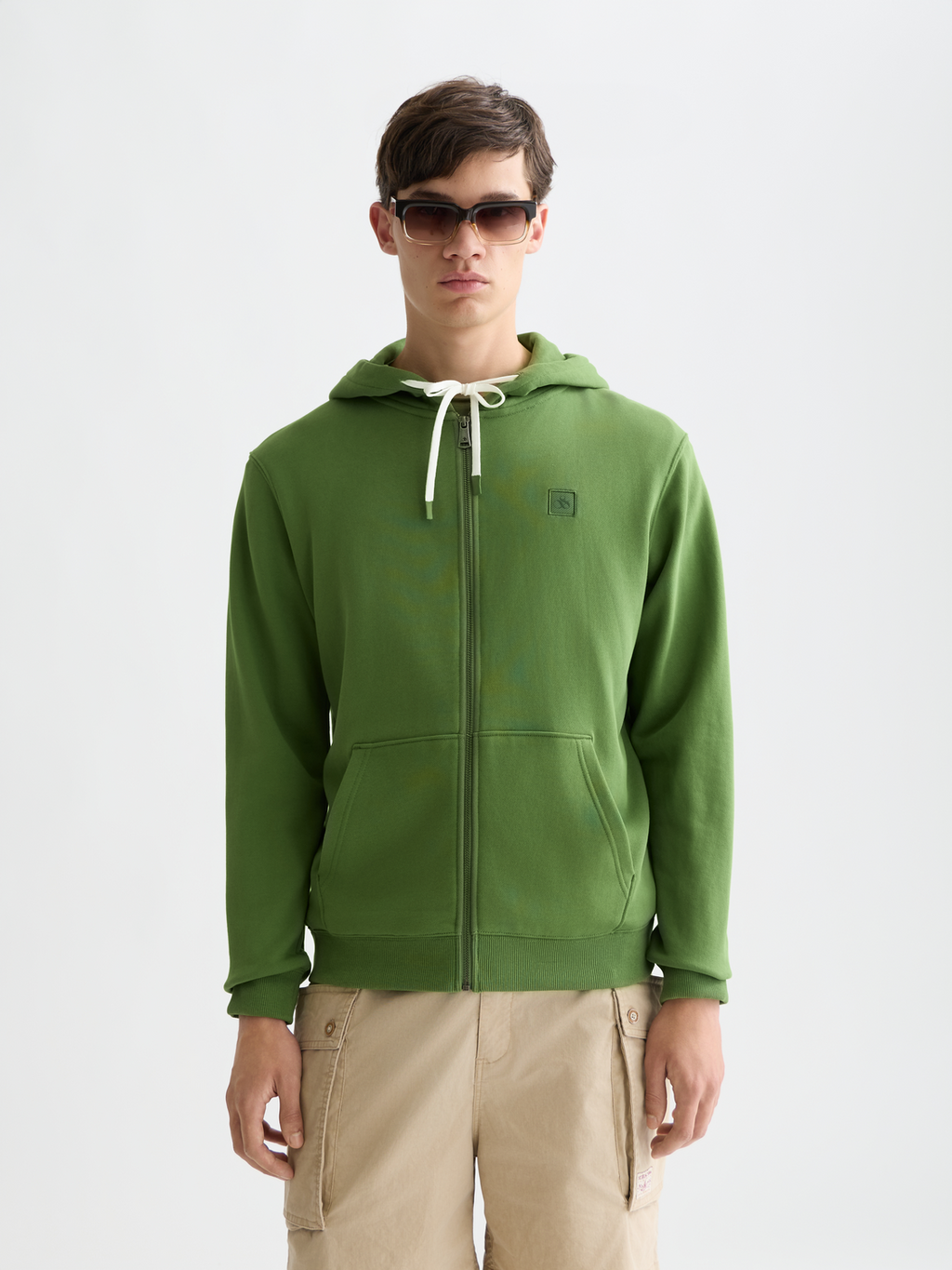 Logo badge regularfit zipthrough hoodie