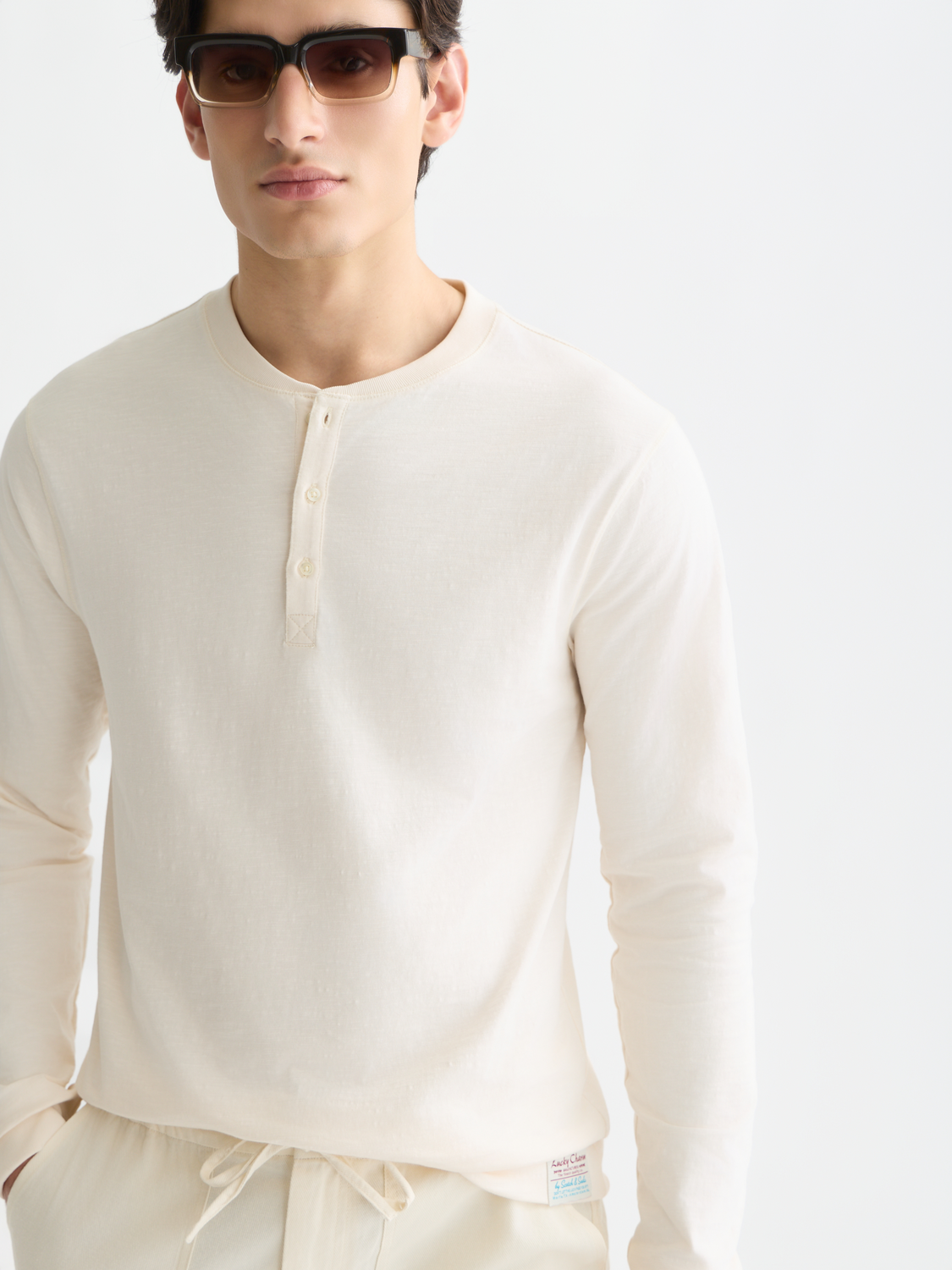 Henley slub yarn regularfit longsleeved Tshirt