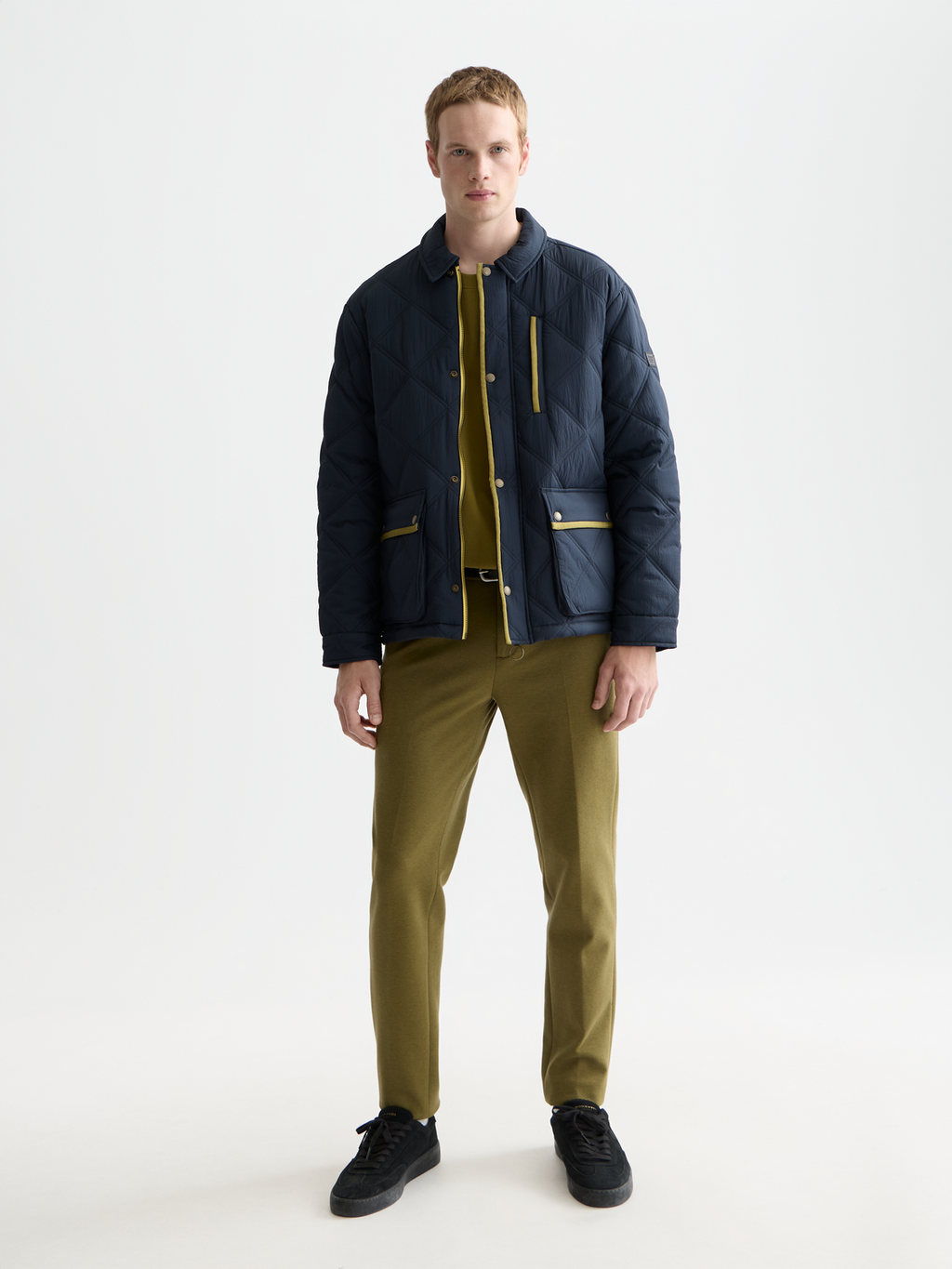 Seasonal Essentials Mott tailored cotton blend jersey chino - GREEN MOSS MELANGE