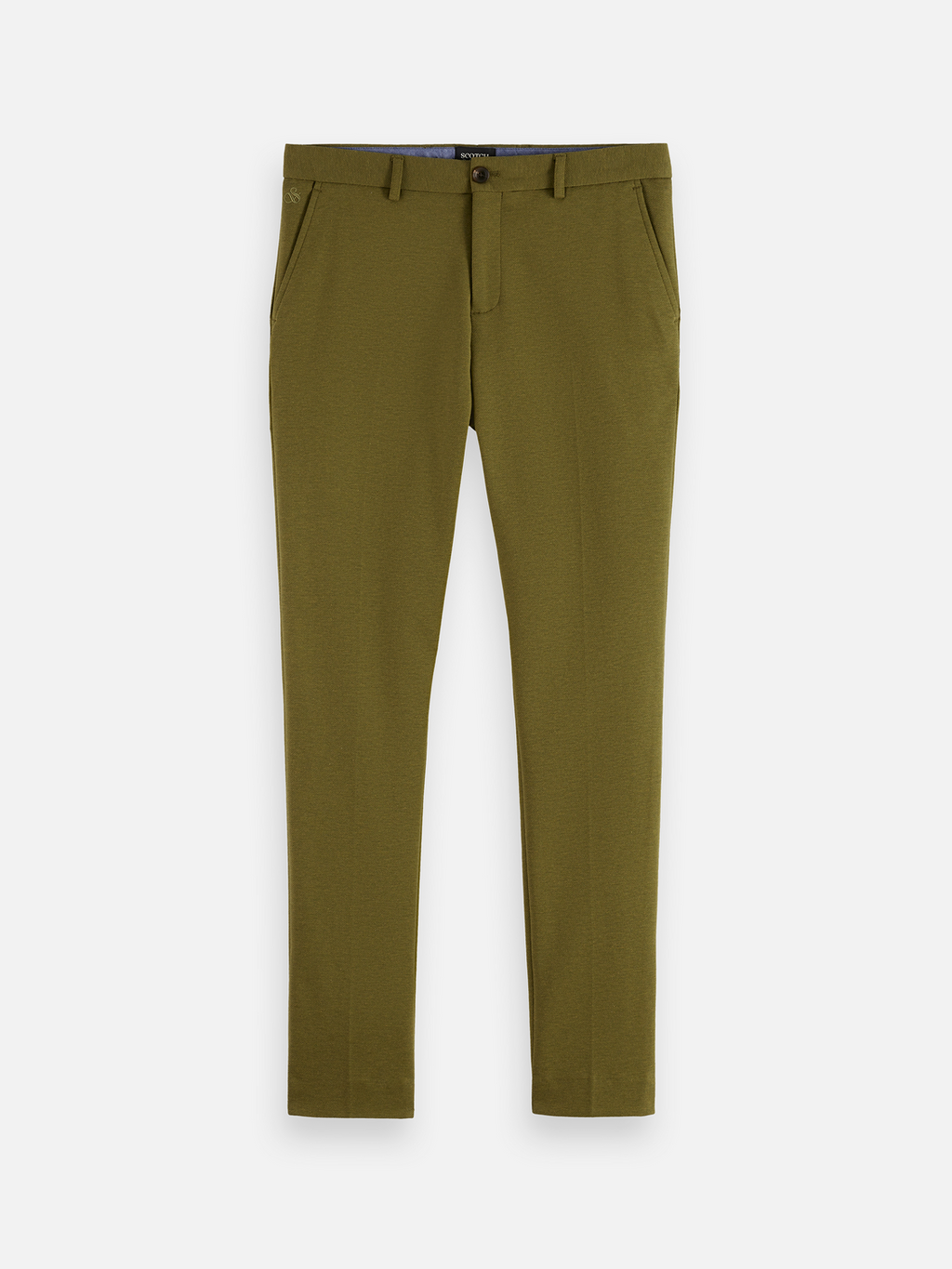 Seasonal Essentials Mott tailored cotton blend jersey chino - GREEN MOSS MELANGE