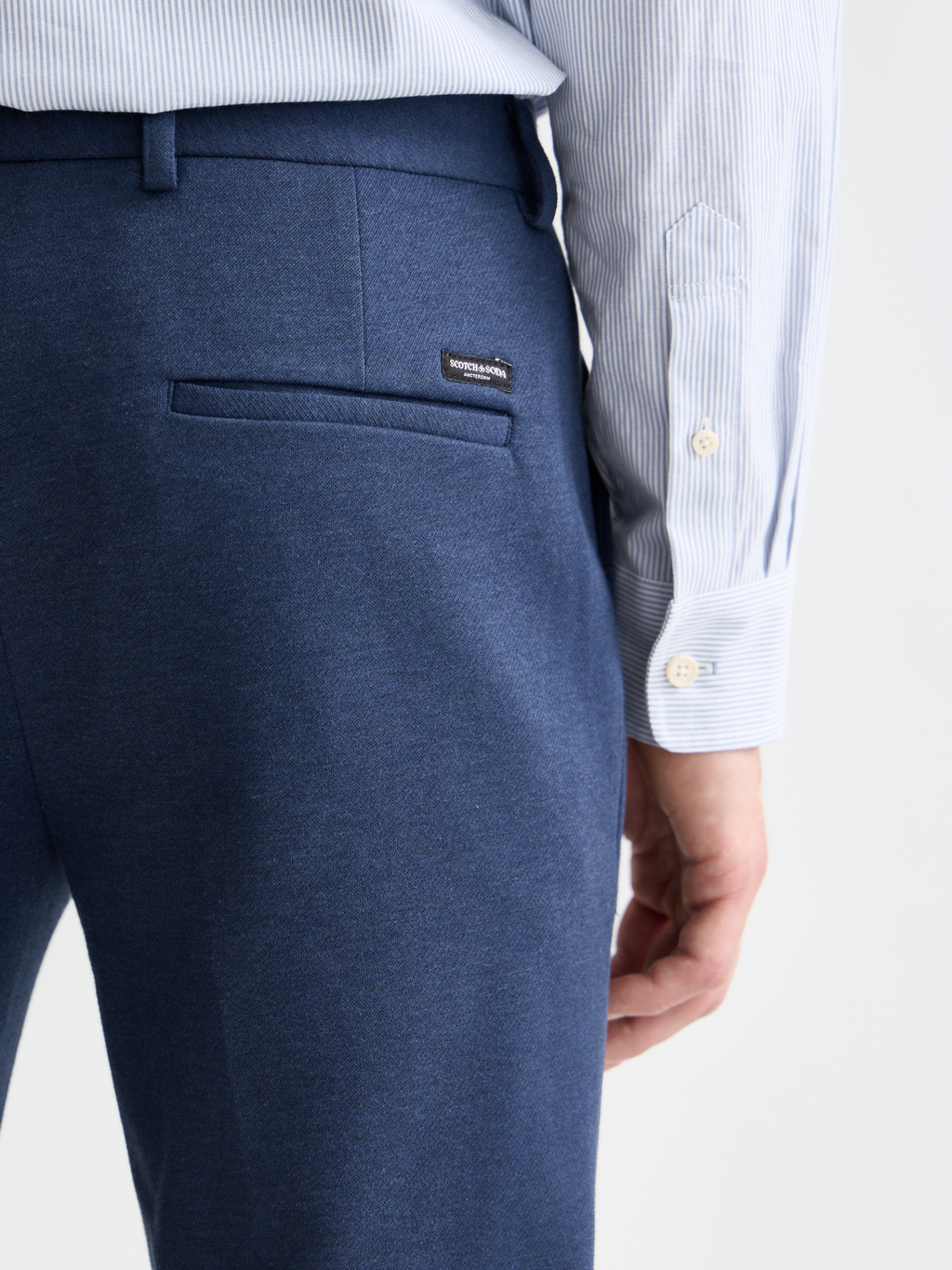 Seasonal Essentials Mott tailored cotton blend jersey chino - OCEANA MELANGE
