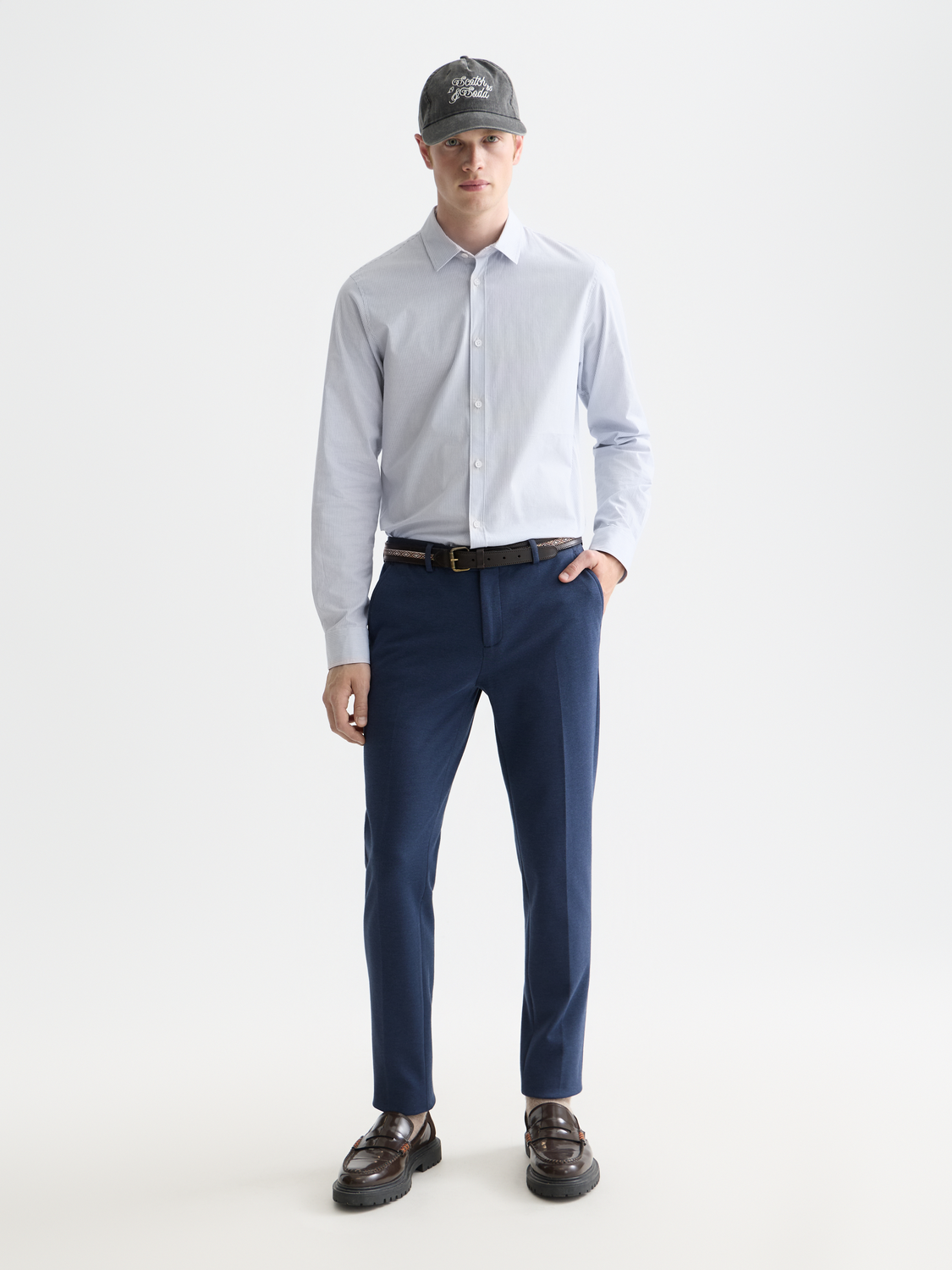 Seasonal Essentials Mott tailored cotton blend jersey chino - OCEANA MELANGE