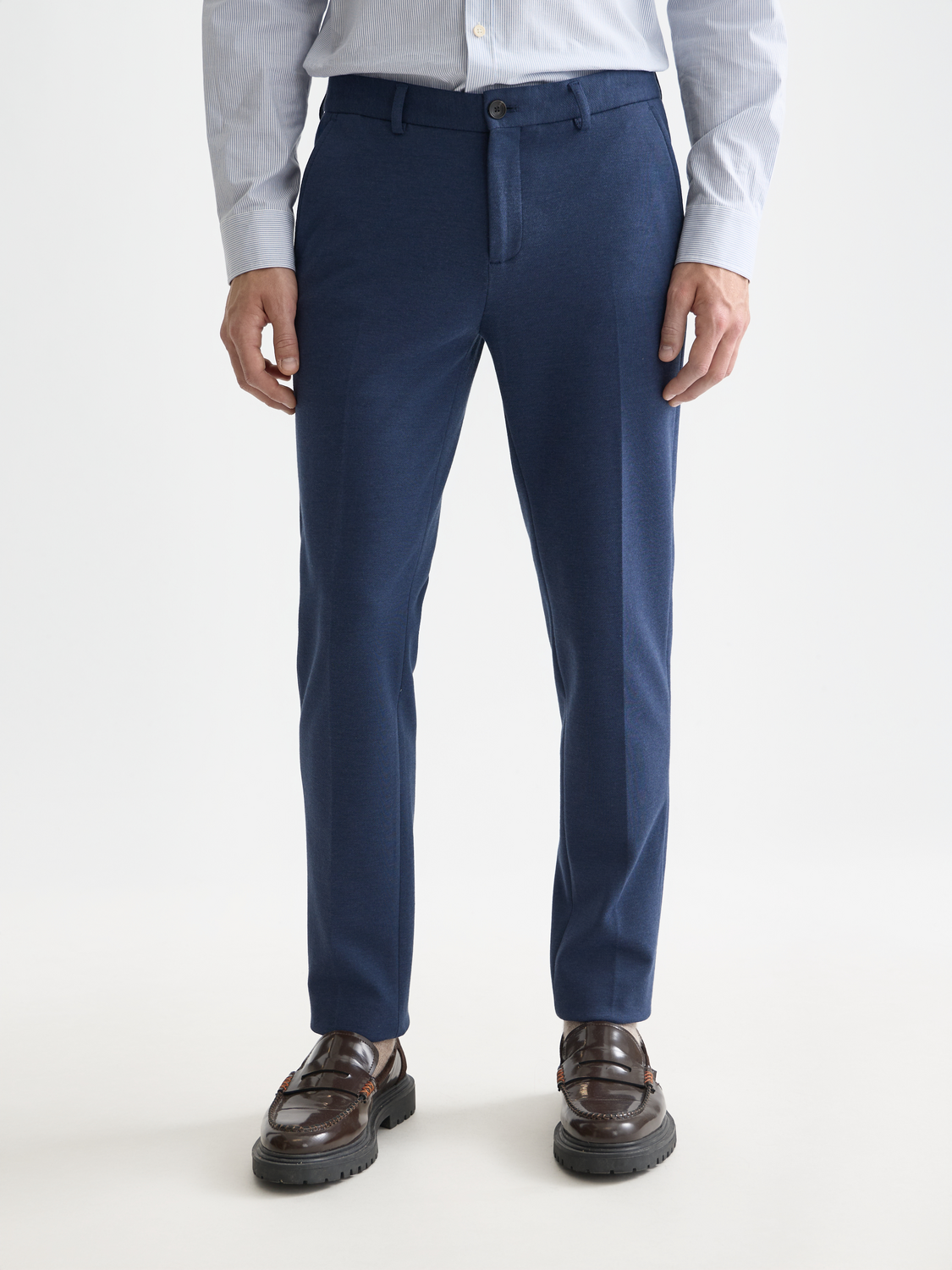 Seasonal Essentials Mott tailored cotton blend jersey chino - OCEANA MELANGE