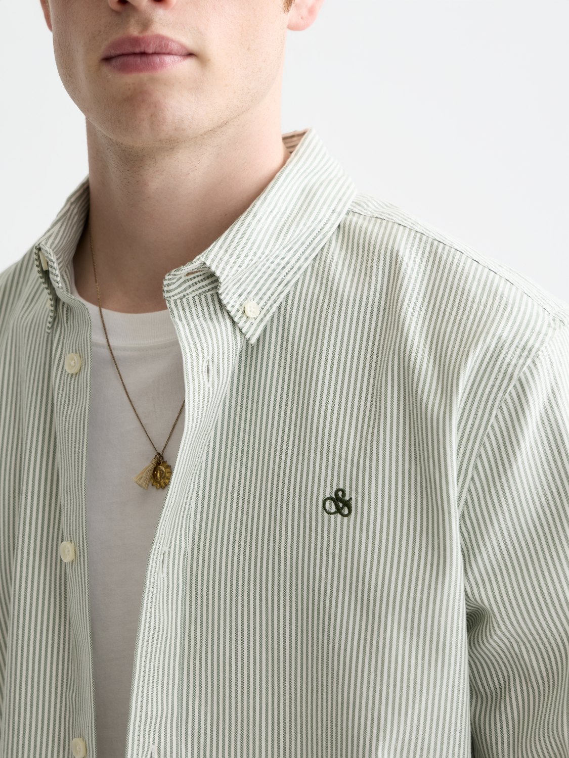 Seasonal Essentials striped oxford shirt - GARDEN GREEN STRIPES