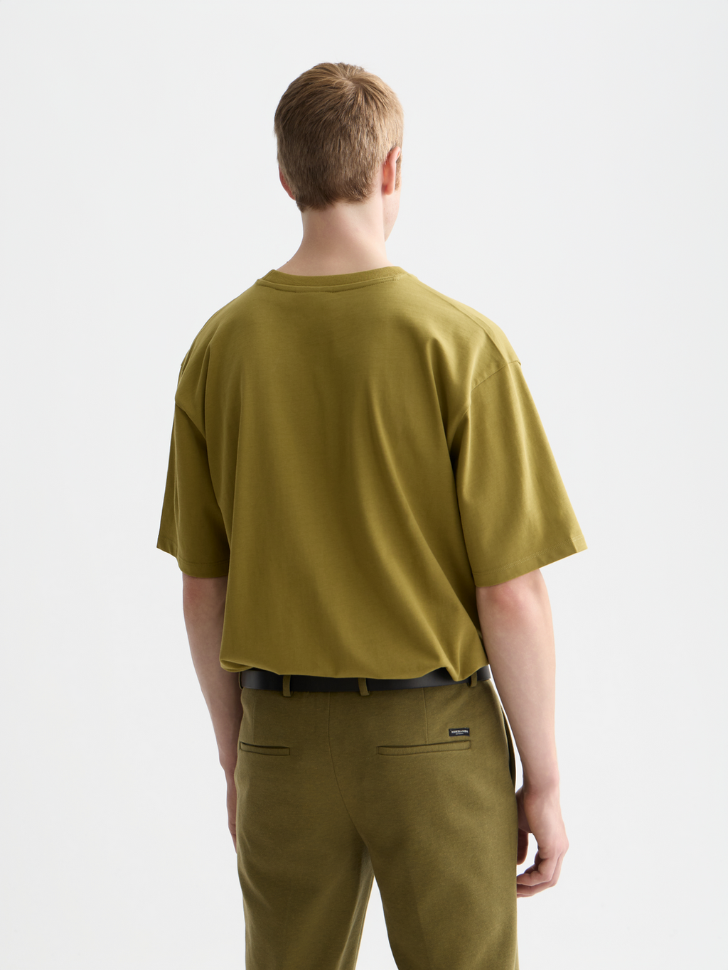 Seasonal Essentials 3 crosses pocket loose T-shirt - GREEN MOSS