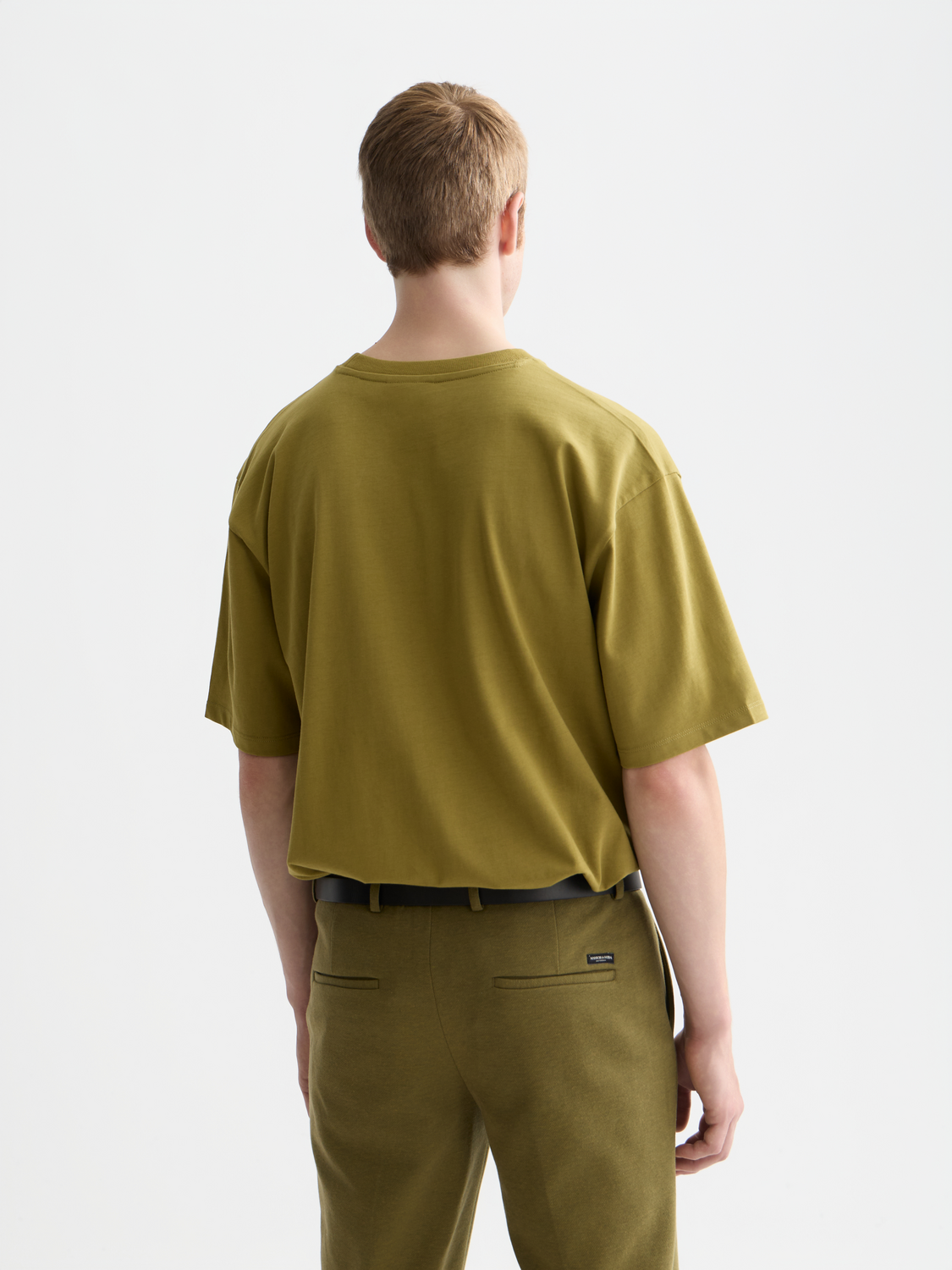 Seasonal Essentials 3 crosses pocket loose T-shirt - GREEN MOSS