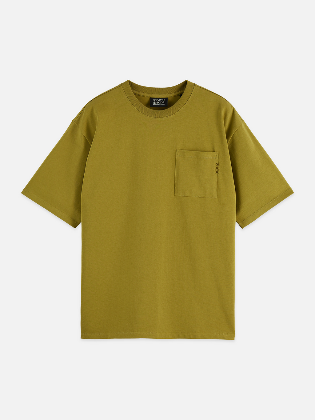 Seasonal Essentials 3 crosses pocket loose T-shirt - GREEN MOSS