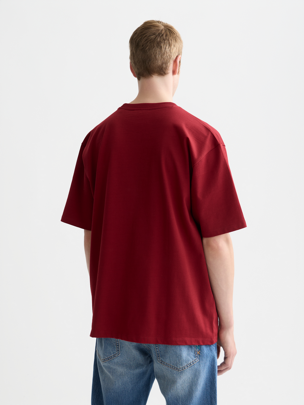 Seasonal Essentials 3 crosses pocket loose T-shirt - BIKING RED