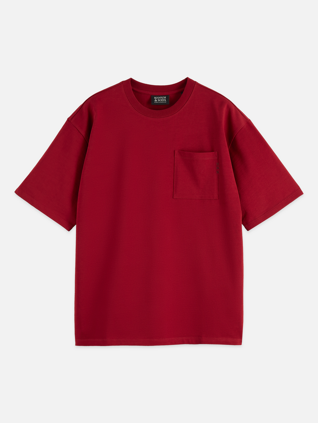 Seasonal Essentials 3 crosses pocket loose T-shirt - BIKING RED