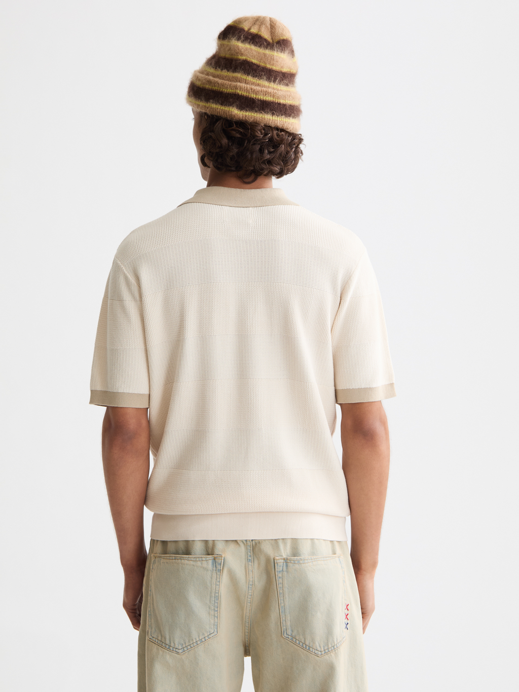 Knitted striped polo