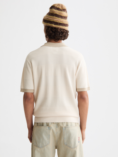 Regular-fit knitted tone on tone striped polo