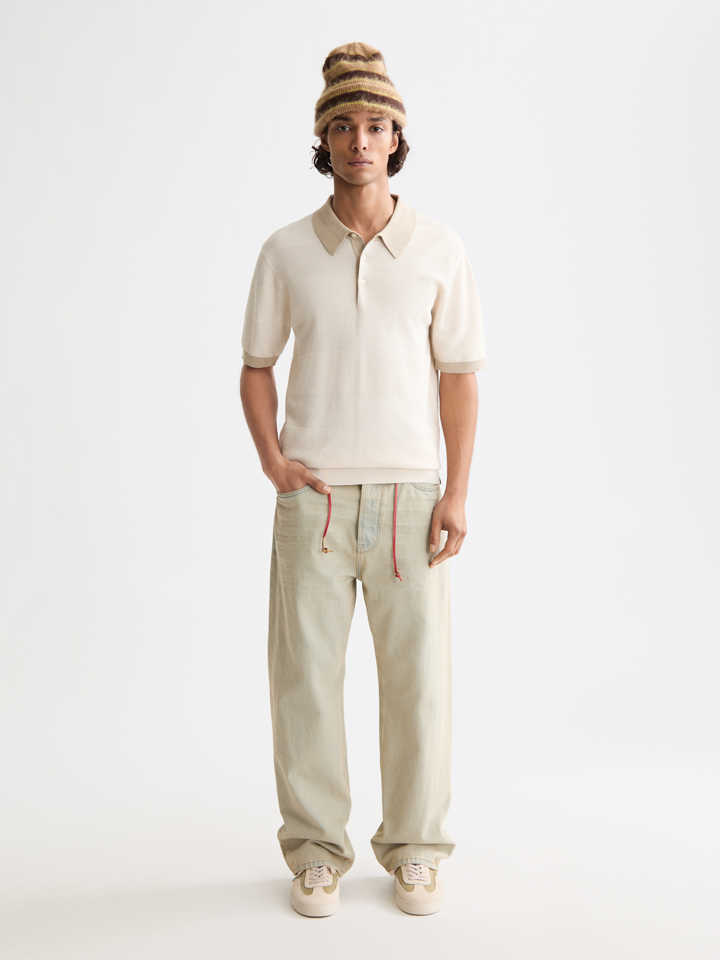 Knitted striped polo