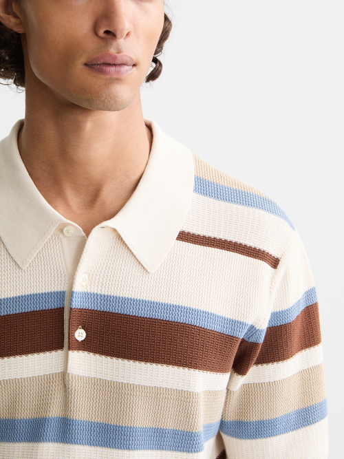 knitted striped polo