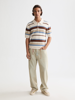 knitted striped polo