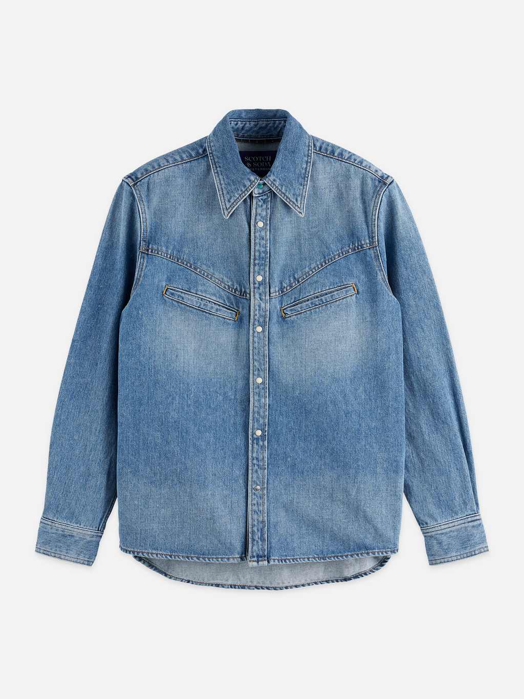 Washed denim shirt with western details