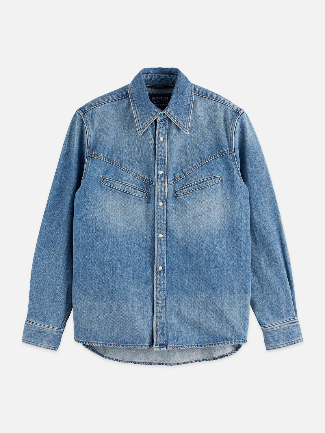 Washed denim shirt with western details