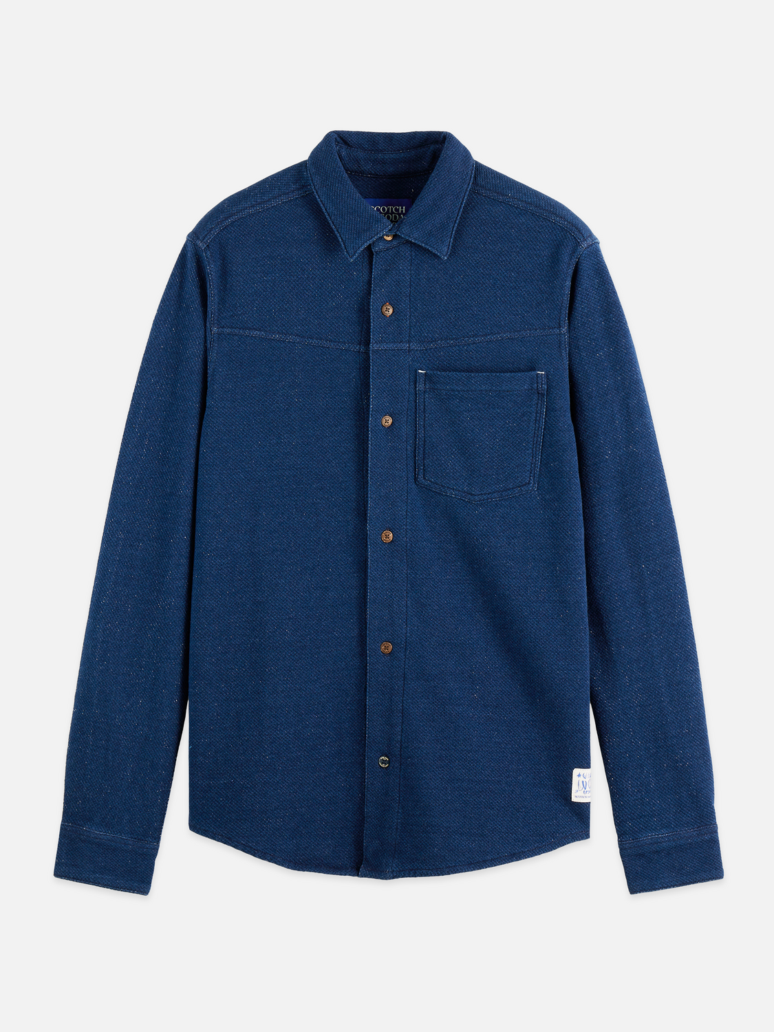 Washed indigo textured jersey shirt