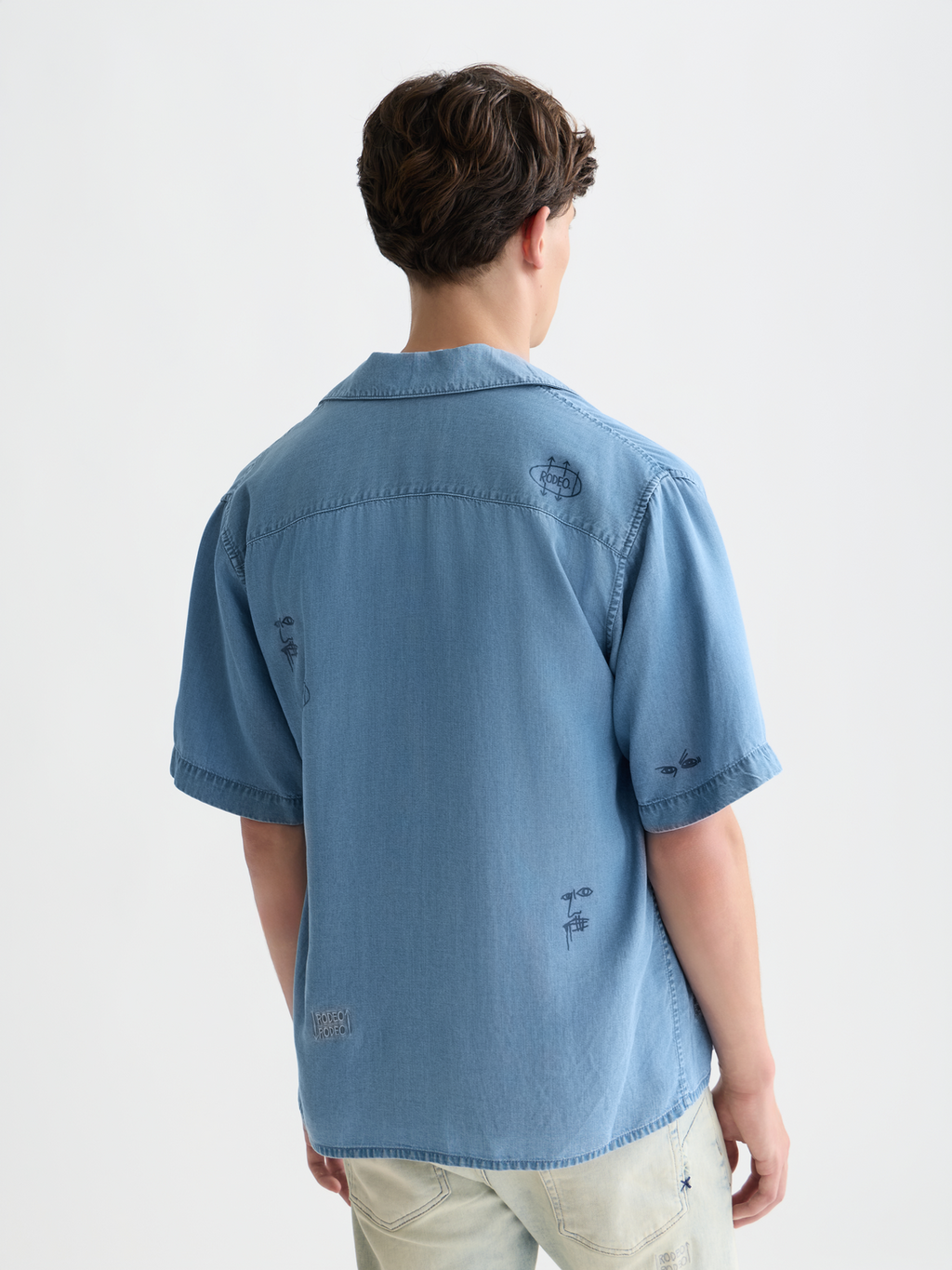 Scotch & Soda x Basquiat Indigo Tencel Relaxed Short-Sleeved Shirt