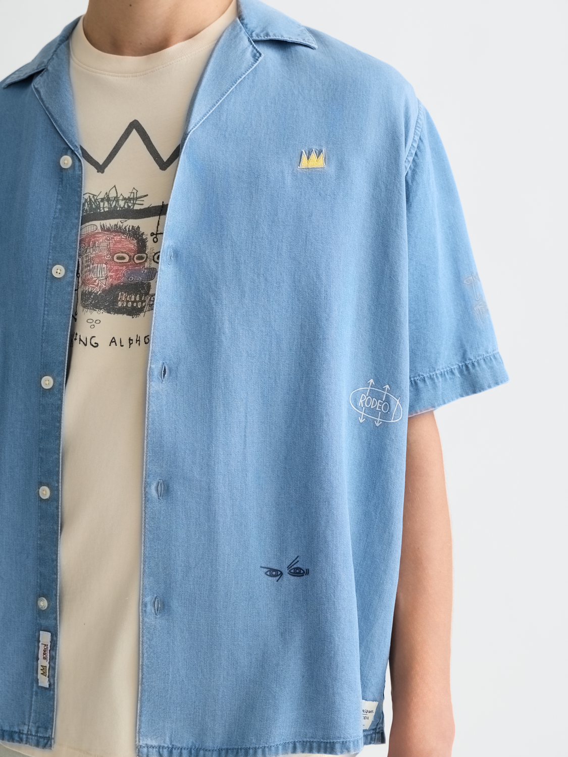 Scotch & Soda x Basquiat Indigo Tencel Relaxed Short-Sleeved Shirt