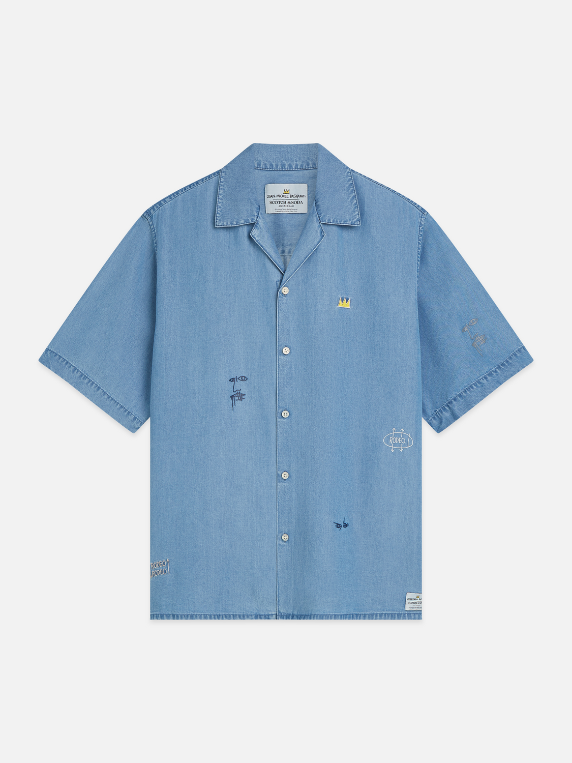Scotch & Soda x Basquiat Indigo Tencel Relaxed Short-Sleeved Shirt