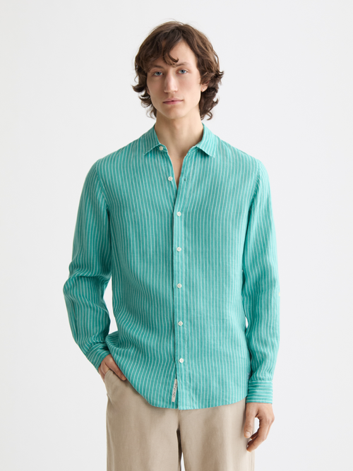 Seasonal core - Regular-fit striped linen shirt
